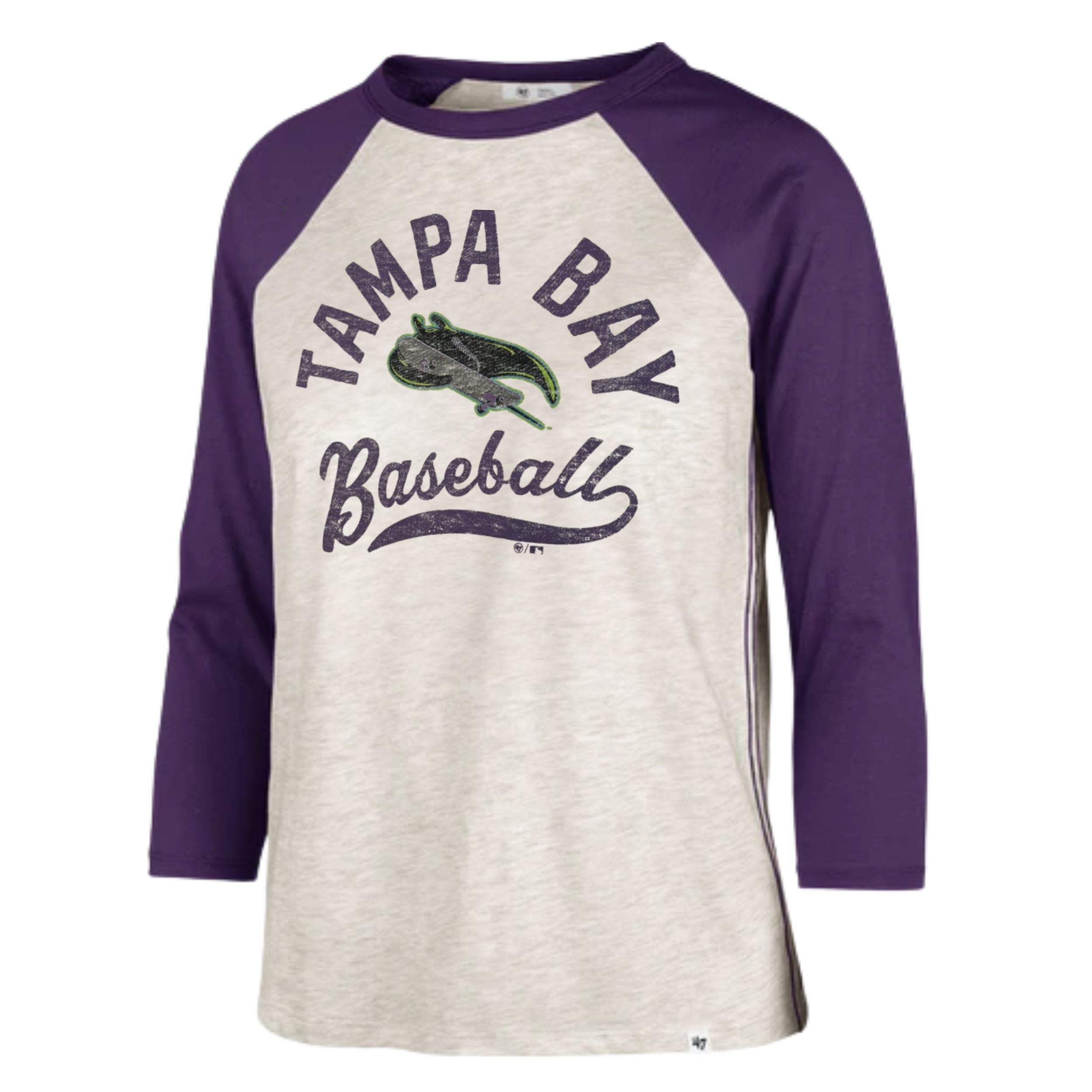Rays Women's 47 Brand Gray Purple City Connect Skateray Raglan T