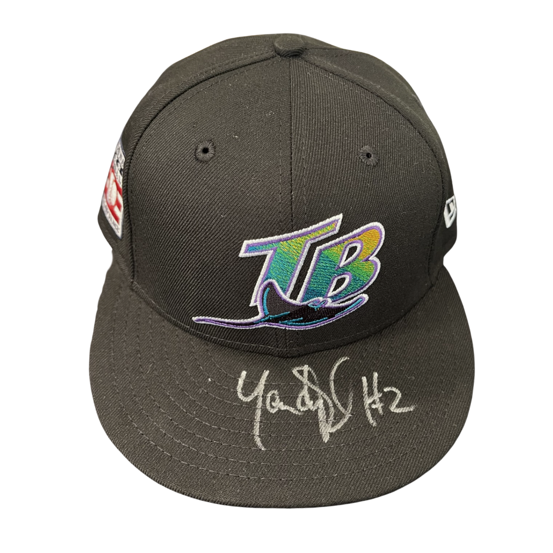Rays Yandy Díaz Game Used Authentic Hall of Fame Autographed Hat
