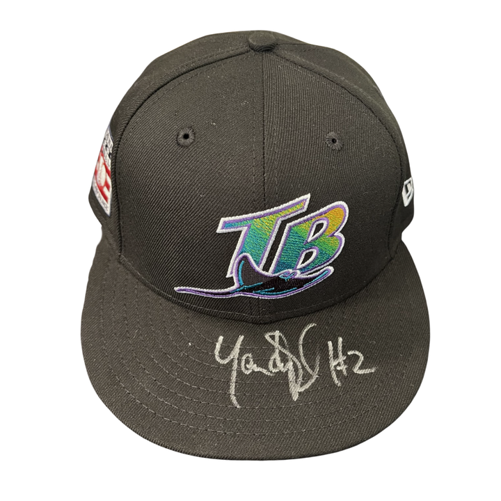 Rays Yandy Díaz Game Used Authentic Hall of Fame Autographed Hat