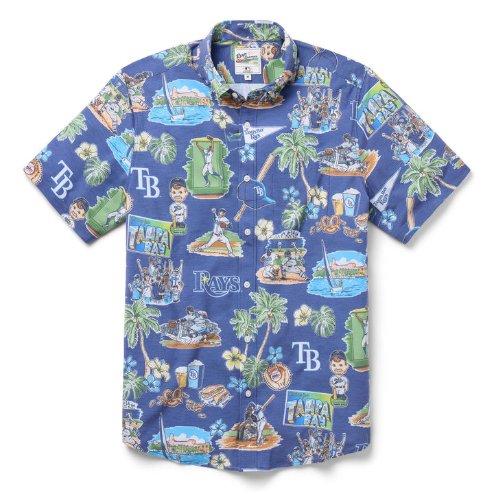 Rays Men's Reyn Spooner Scenic Navy TB Performance Polo