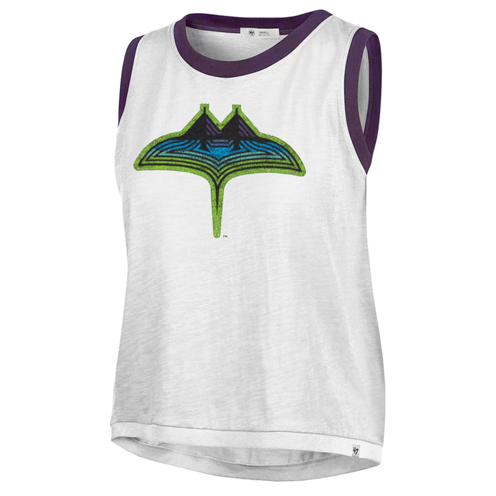 Rays Women's '47 Brand White Skyray Distressed Logo Ringer Tank