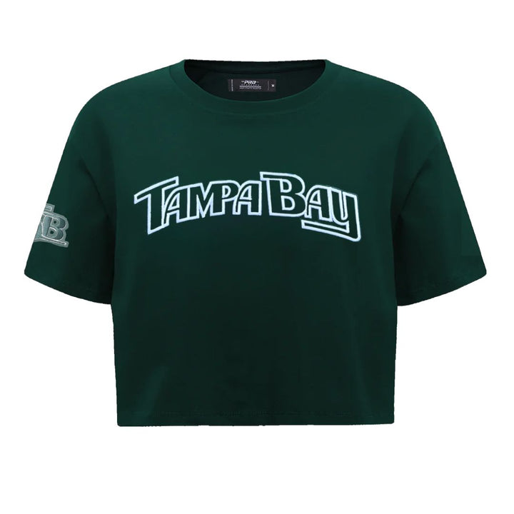 Rays Women's Green Tampa Bay Wordmark Pro Standard Cropped Tee