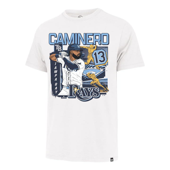 Rays '47 Brand White Junior Caminero Field Mark Franklin T-Shirt