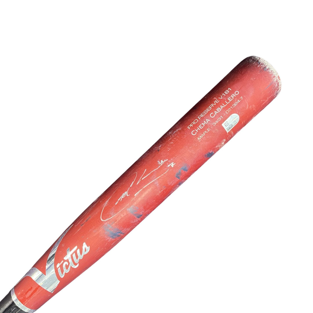 Rays Jose Caballero Game Used Autographed Broken Bat