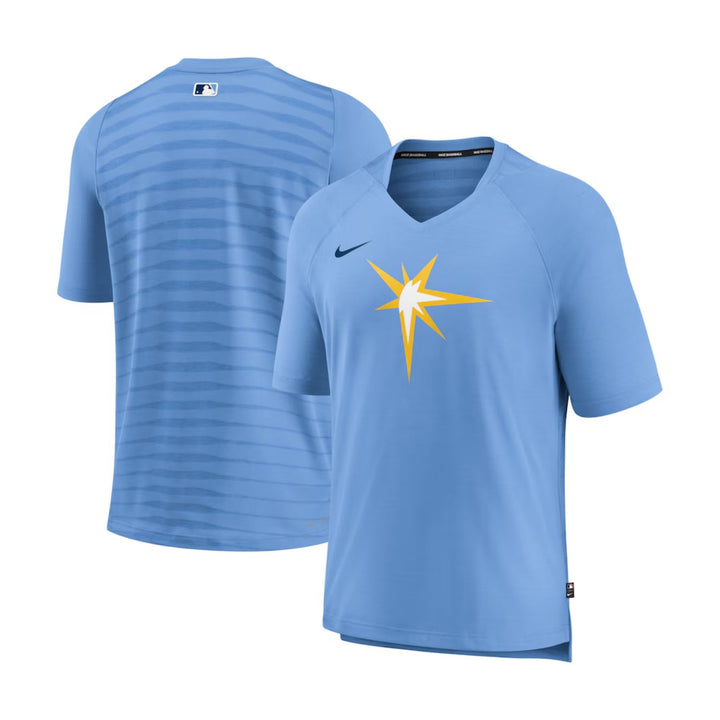 Men's Tampa Bay Rays Nike Light Blue Authentic Collection Pregame Raglan Performance V-Neck T-Shirt