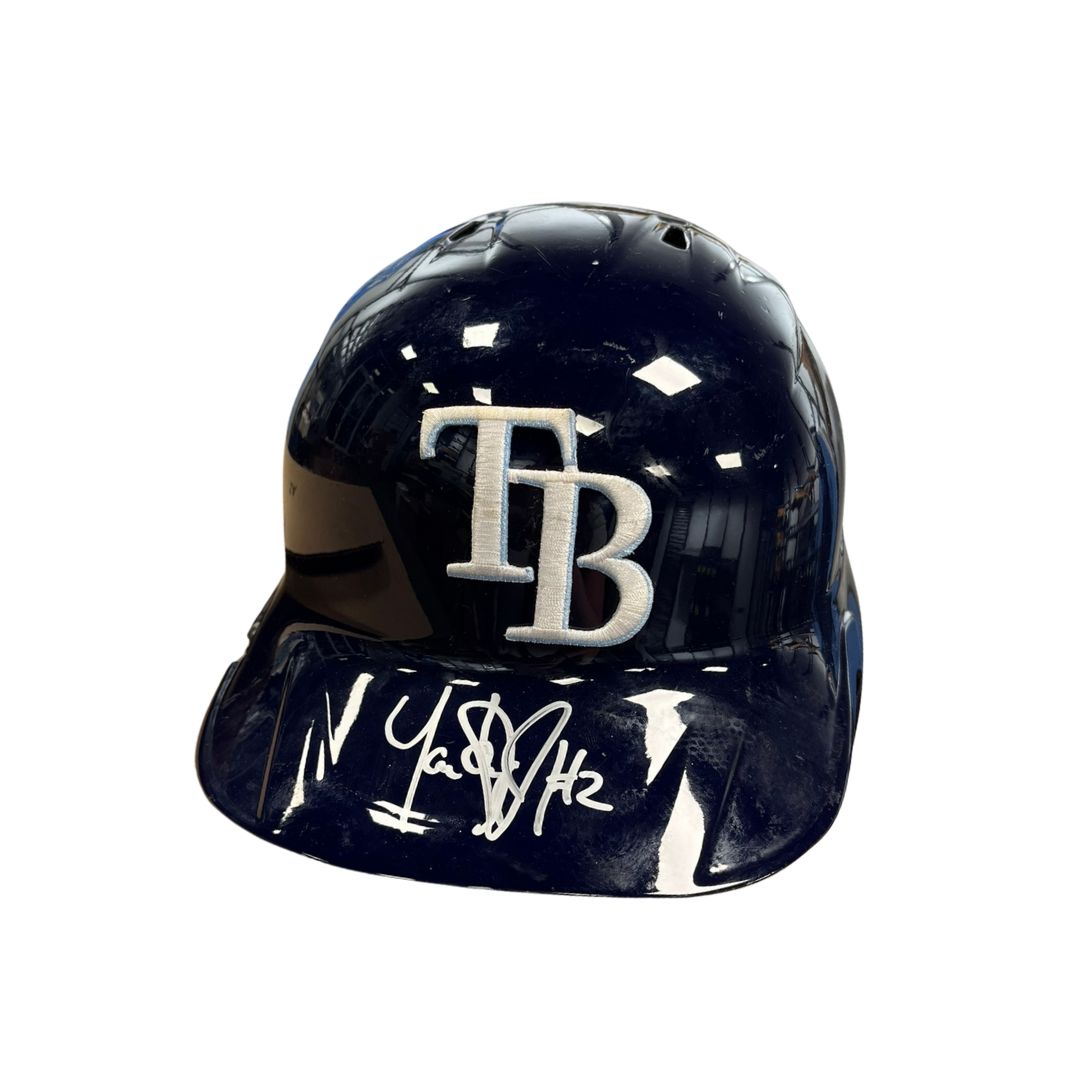 Rays Yandy Diaz Team Issued Autographed TB Batting Helmet