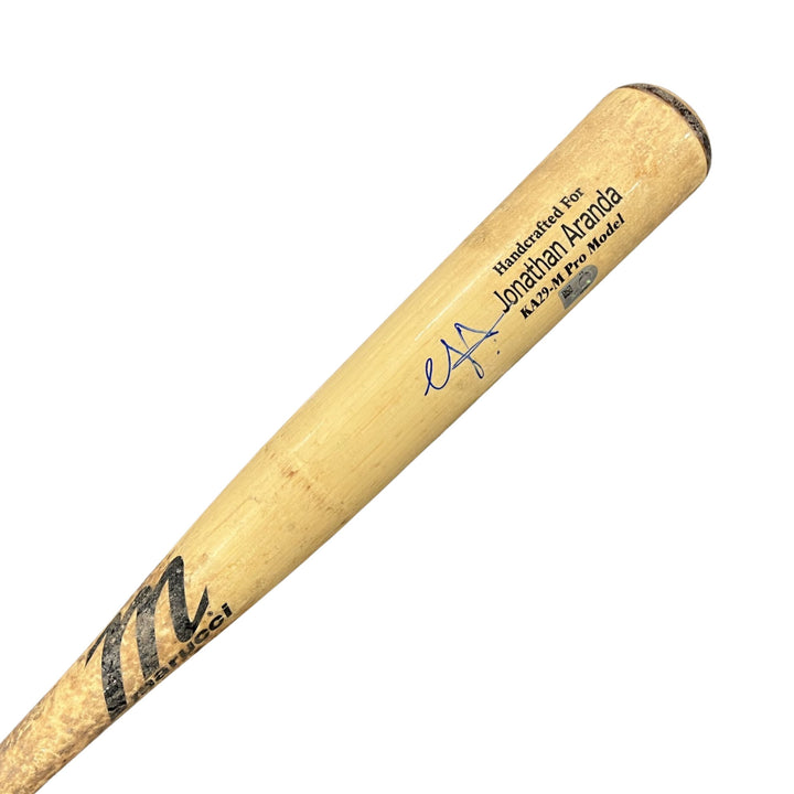 Rays Jonathan Aranda Game Used Autographed Broken Bat