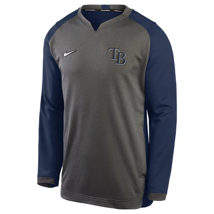 Rays Men's Nike Grey Navy Therma Crew TB Pullover Sweatshirt
