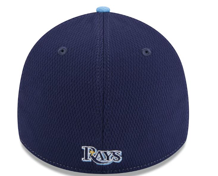 Rays New Era White/Navy Burst 2025 Clubhouse 39Thirty Flex Fit Hat