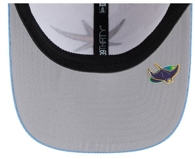 Rays New Era White/Navy Burst 2025 Clubhouse 39Thirty Flex Fit Hat