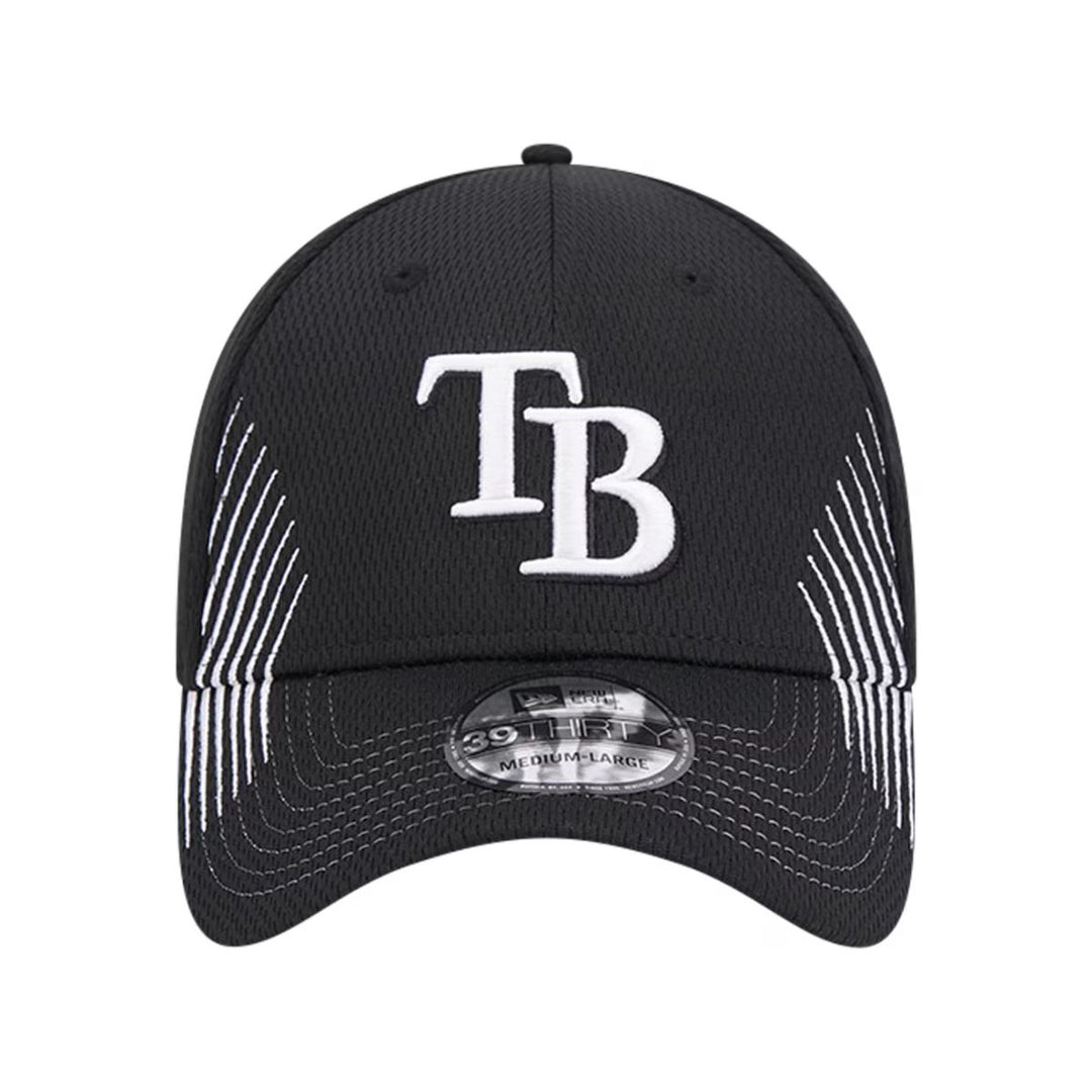 Rays New Era Black TB Active Dash Mark 39Thirty Flex Fit Hat