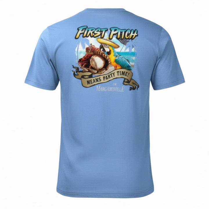Rays Men's Margaritaville Blue First Pitch Means Party Time T-Shirt