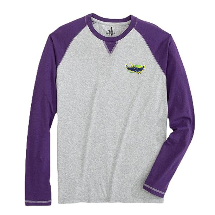 Rays Men's Johnnie-O Grey Purple Alt Alsen Raglan Long Sleeve Shirt