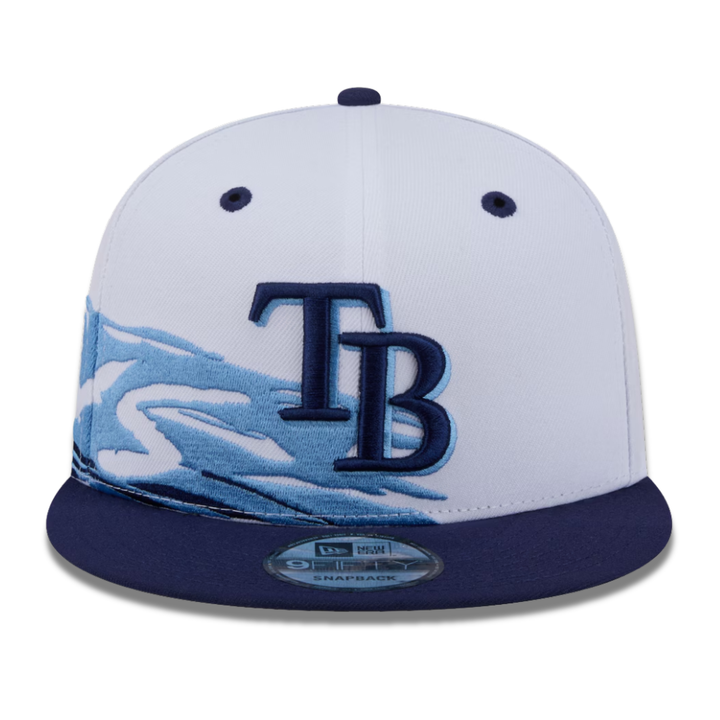 Rays New Era White Navy Swept Wave 9Fifty Adjustable Hat