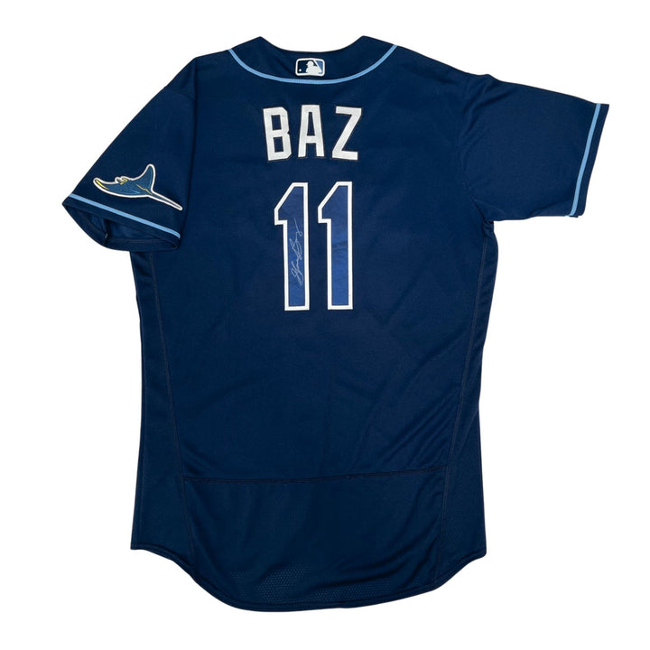 Rays Shane Baz Team Issued Authentic Autographed Navy Jersey