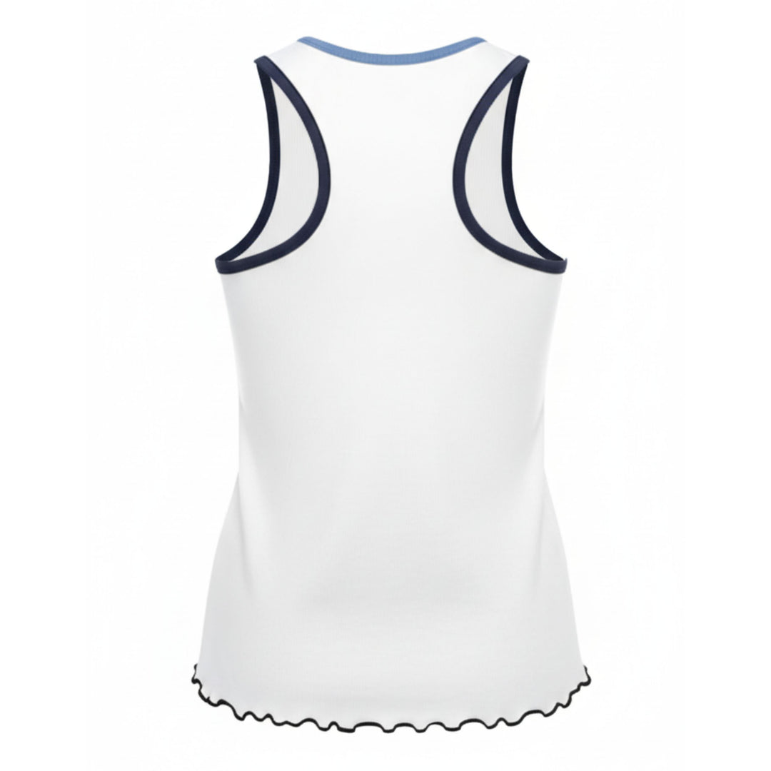 Rays Women's New Era White V-Notch Lettuce Hem Tank Top