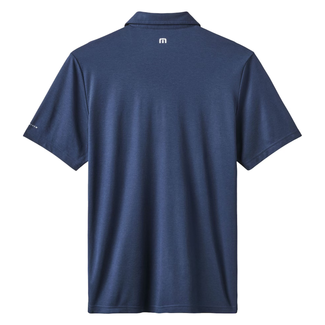 Rays Men's Travis Mathew Navy Featherweight Performance Wordmark Polo