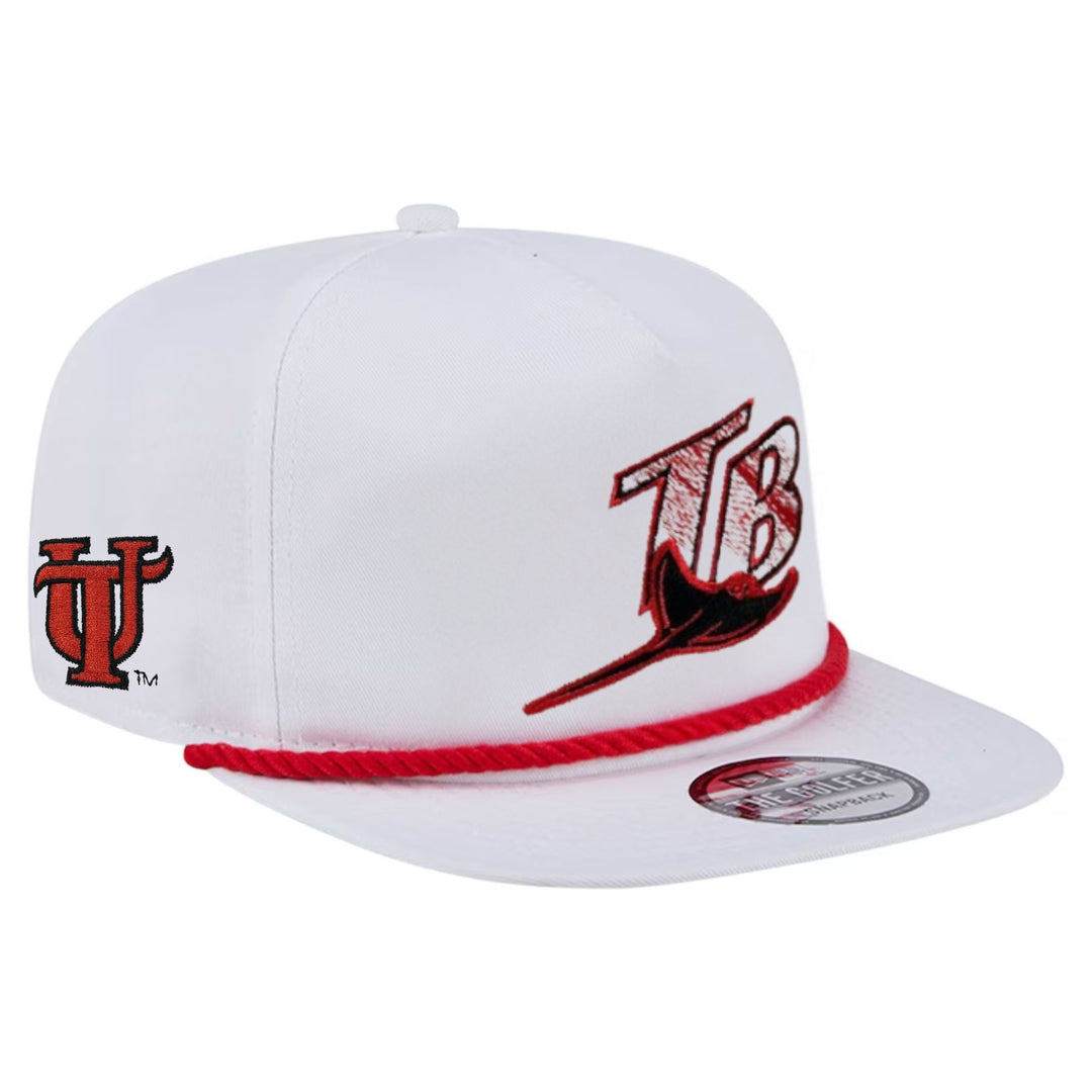 Rays New Era White Devil Rays University of Tampa Patch Golfer Snapback Hat