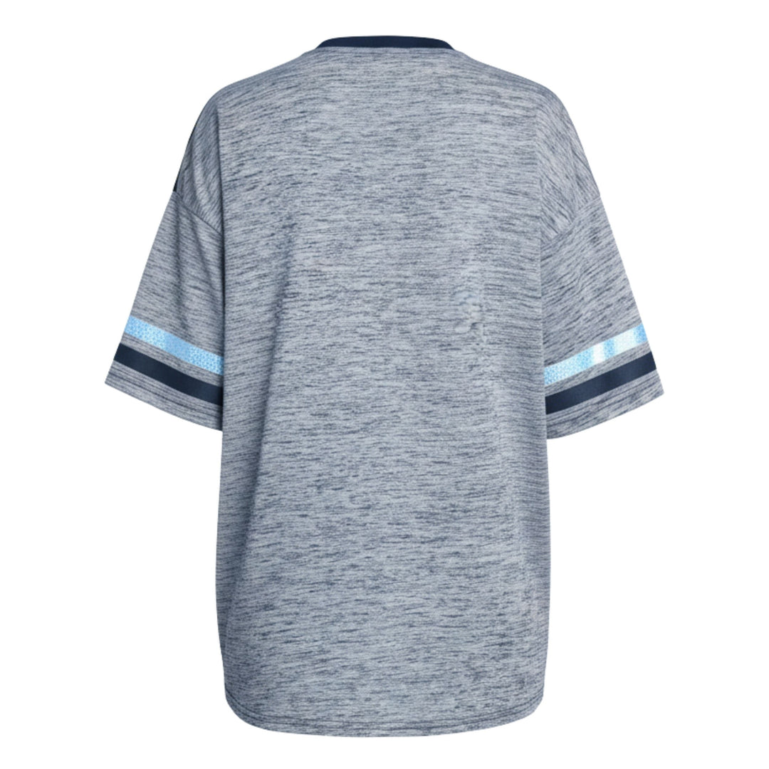 Rays Women's GIII Navy Burst Foil Sleeves Tee