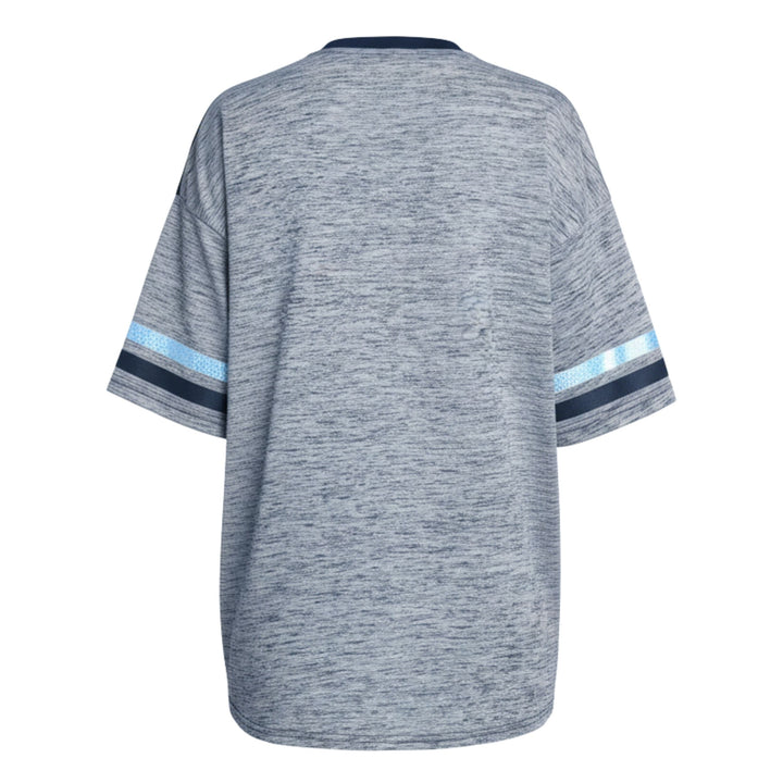 Rays Women's GIII Navy Burst Foil Sleeves Tee