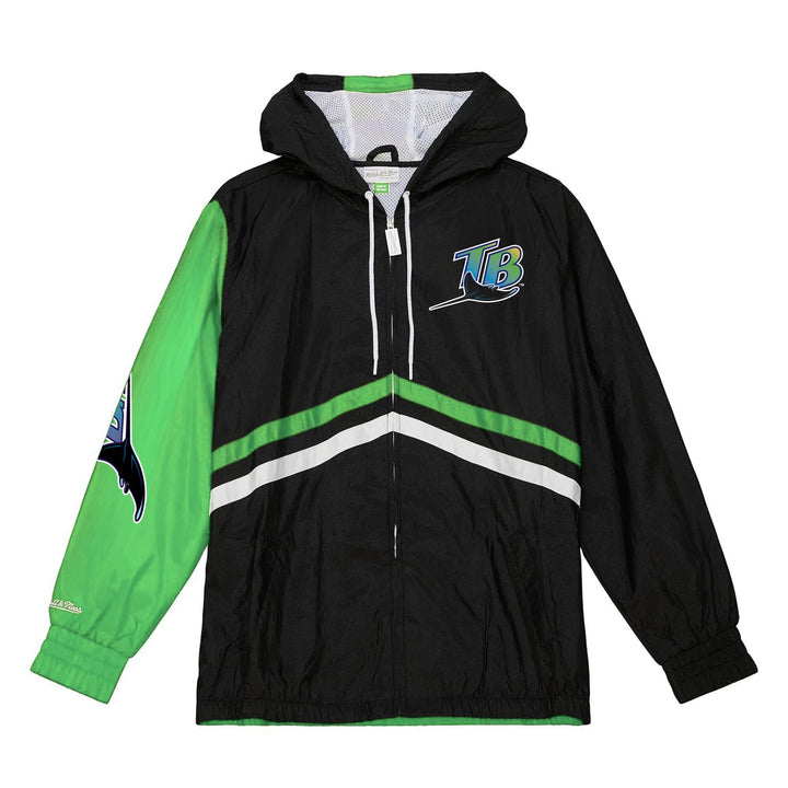 Rays Men's Mitchell & Ness Black Green Devil Rays Undeniable Full-Zip Hoodie Windbreaker Jacket