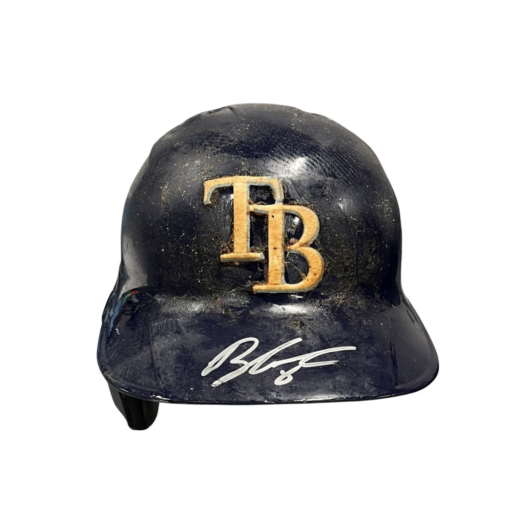 Rays Brandon Lowe Team Issued Autographed TB Batting Helmet