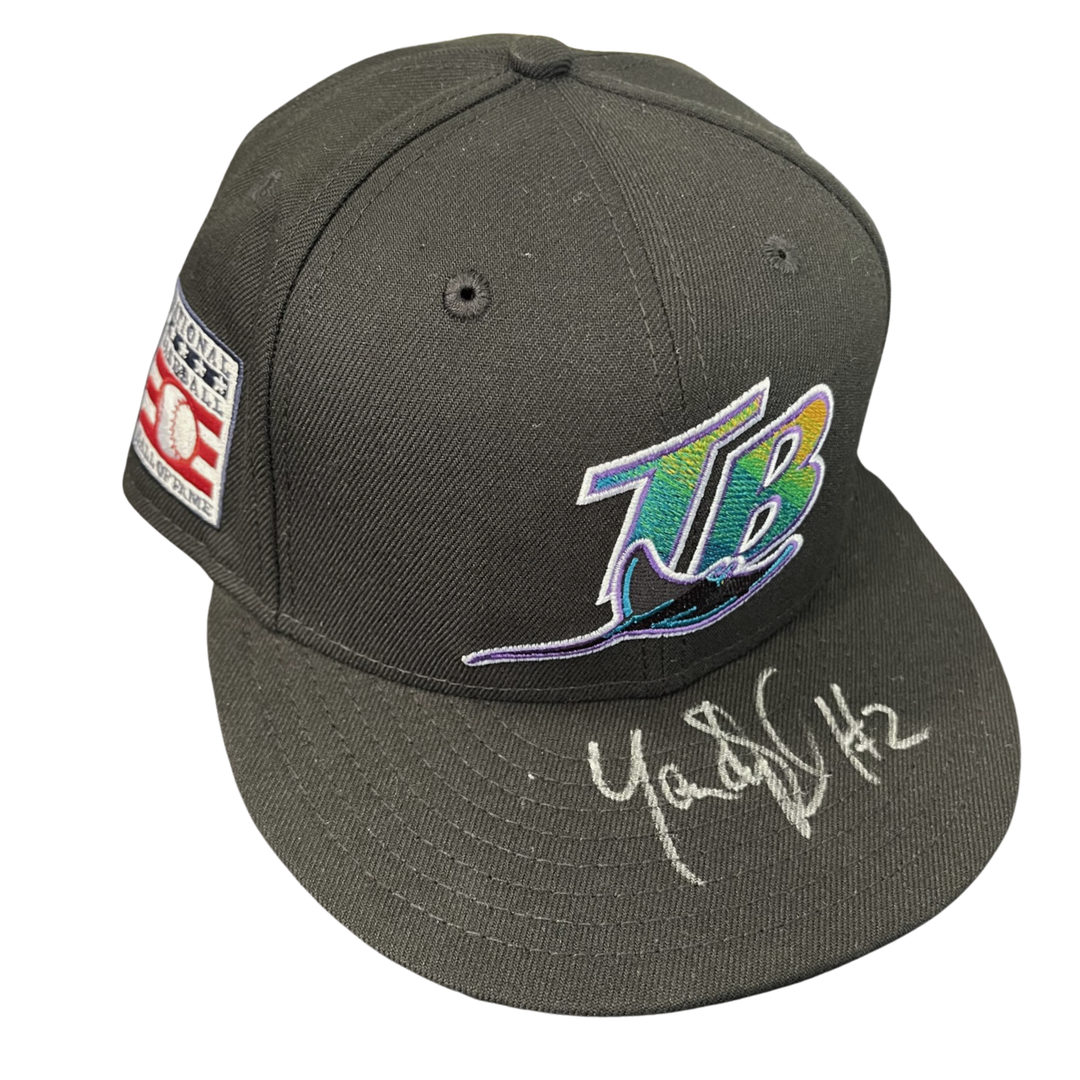 Rays Yandy Díaz Game Used Authentic Hall of Fame Autographed Hat