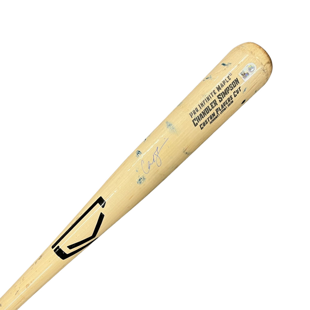 Rays Chandler Simpson Team Issued Autographed Broken Bat