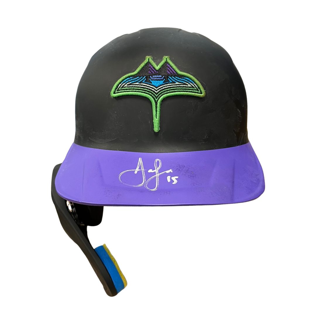 Rays Josh Lowe Team Issued Autographed City Connect Batting Helmet