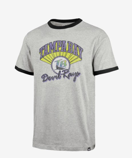 Rays Men's '47 Brand Grey Cooperstown Wax Pack Dalton Devil Rays Ringer Tee