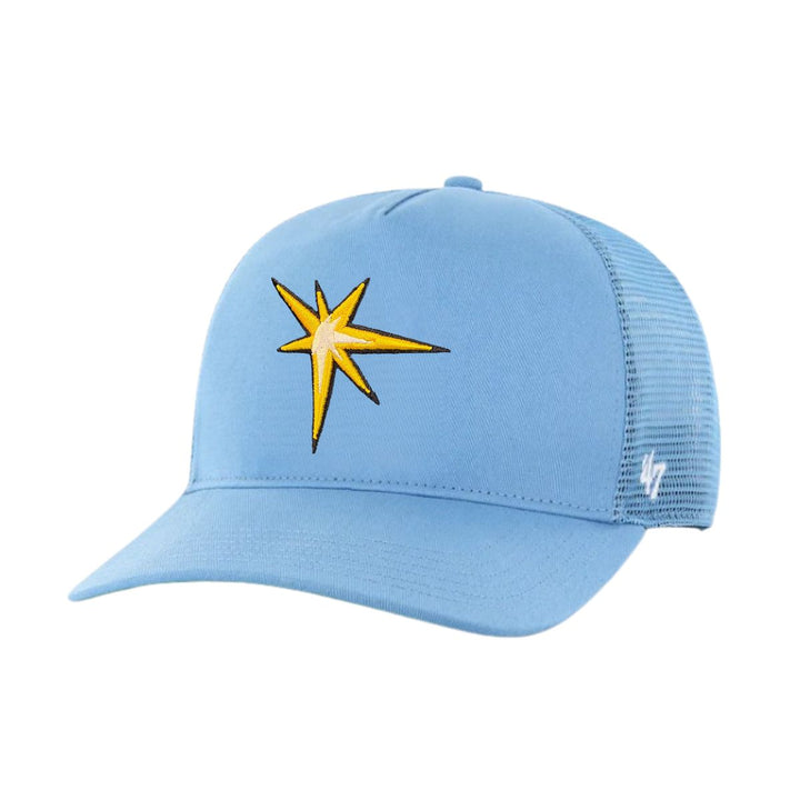 Rays '47 Light Blue Burst Mesh Trucker Hitch Snapback Hat