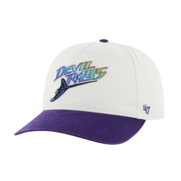 Rays '47 Devil Rays White Purple Cooperstown Double Header Script Hitch Snapback Hat