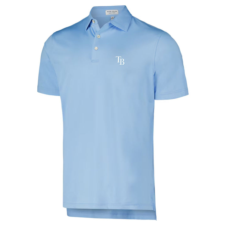 Rays Men's Peter Millar TB Cottage Blue Solid Performance Jersey Polo