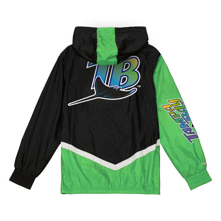 Rays Men's Mitchell & Ness Black Green Devil Rays Undeniable Full-Zip Hoodie Windbreaker Jacket