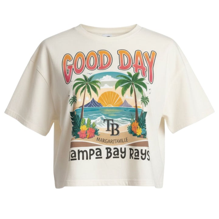 Rays Women's Margaritaville Cream 'Good Day' Beach Sunset T-Shirt