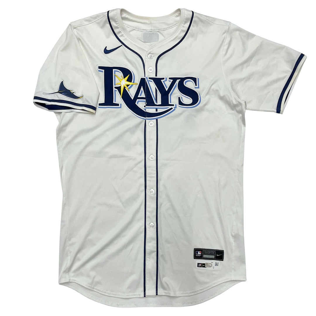 Rays Taj Bradley Team Issued Authentic Autographed White Jersey