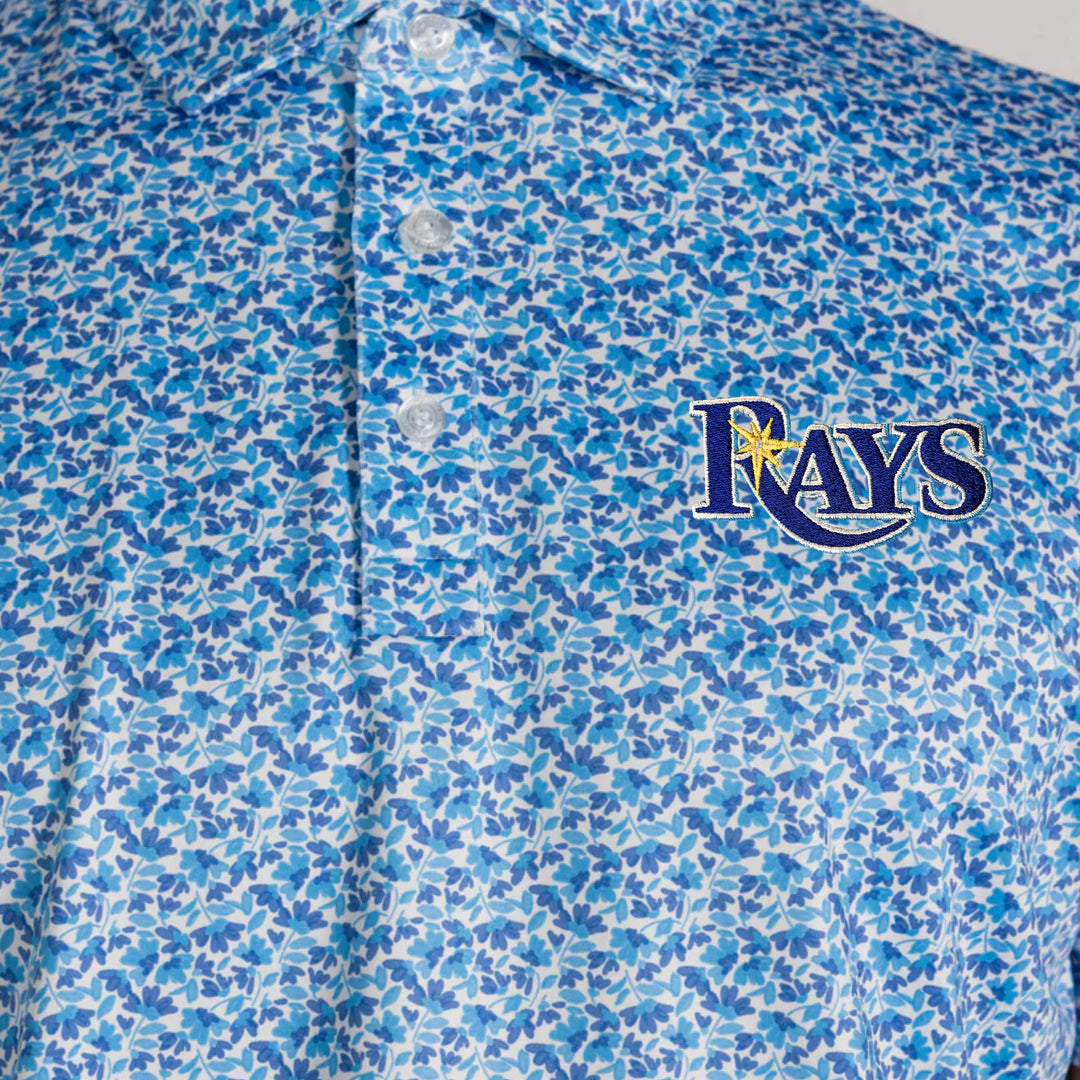 Rays Men's Redvanly Wordmark White Blue Vernon Polo