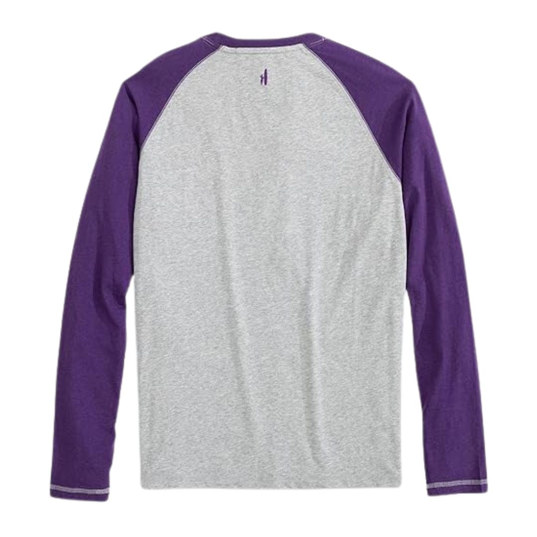 Rays Men's Johnnie-O Grey Purple Alt Alsen Raglan Long Sleeve Shirt