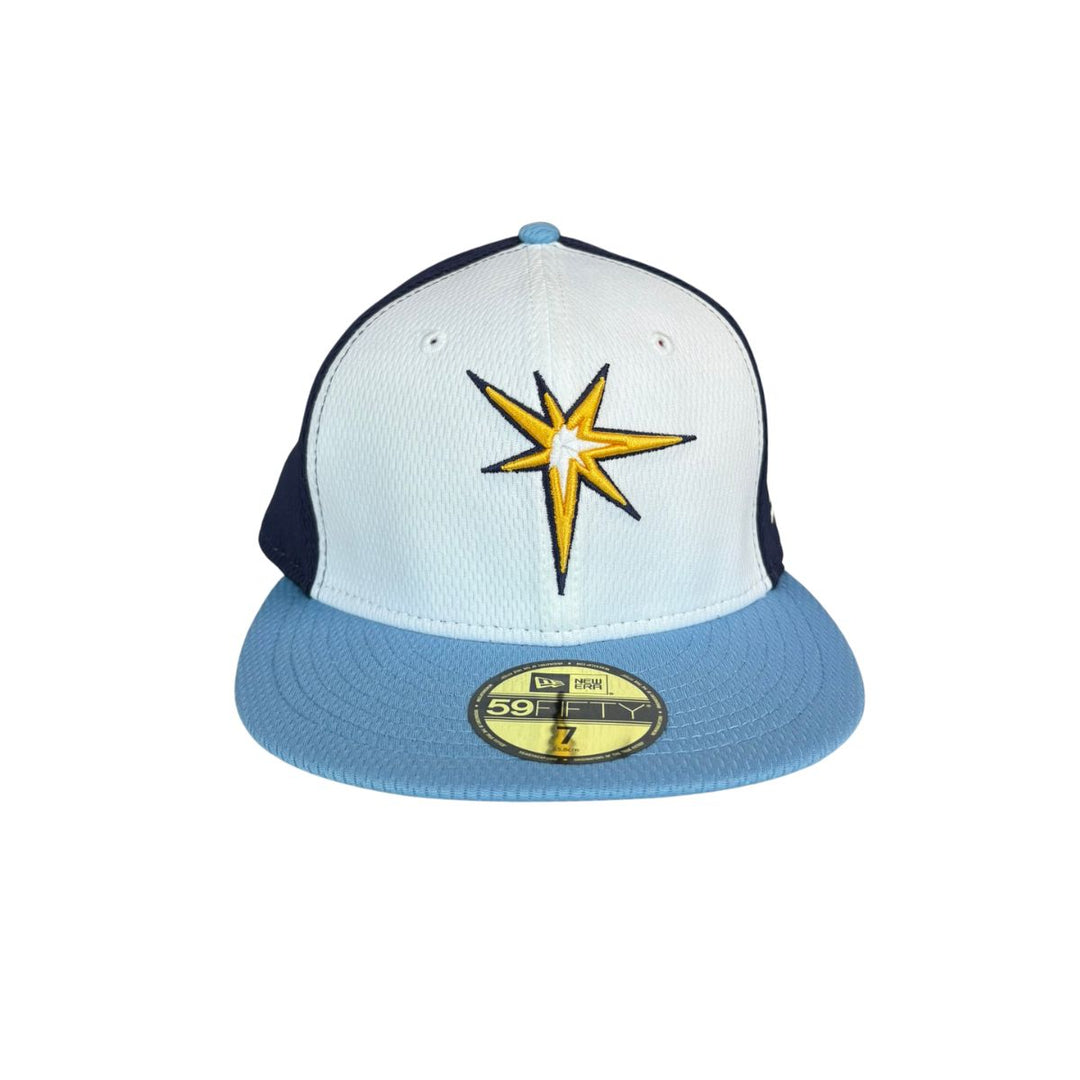 Rays New Era White/Navy 2025 Burst Clubhouse 59Fifty Fitted Hat