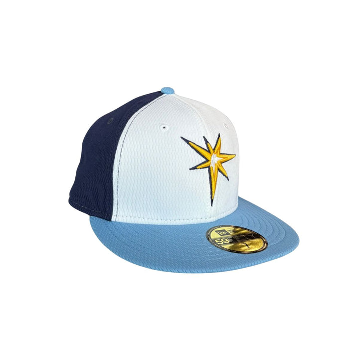 Rays New Era White/Navy 2025 Burst Clubhouse 59Fifty Fitted Hat