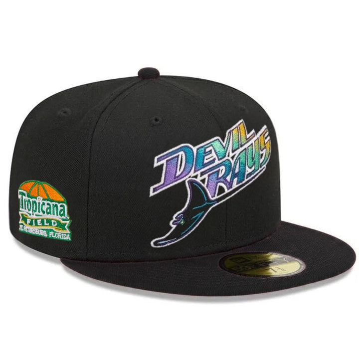 Rays New Era Black Devil Rays Tropicana Field Patch 59Fifty Fitted Hat