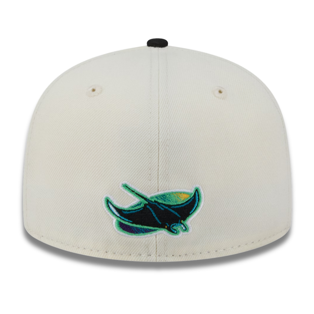 Rays New Era Cream Black Devil Rays Two-Tone Stitch 59Fifty Fitted Hat