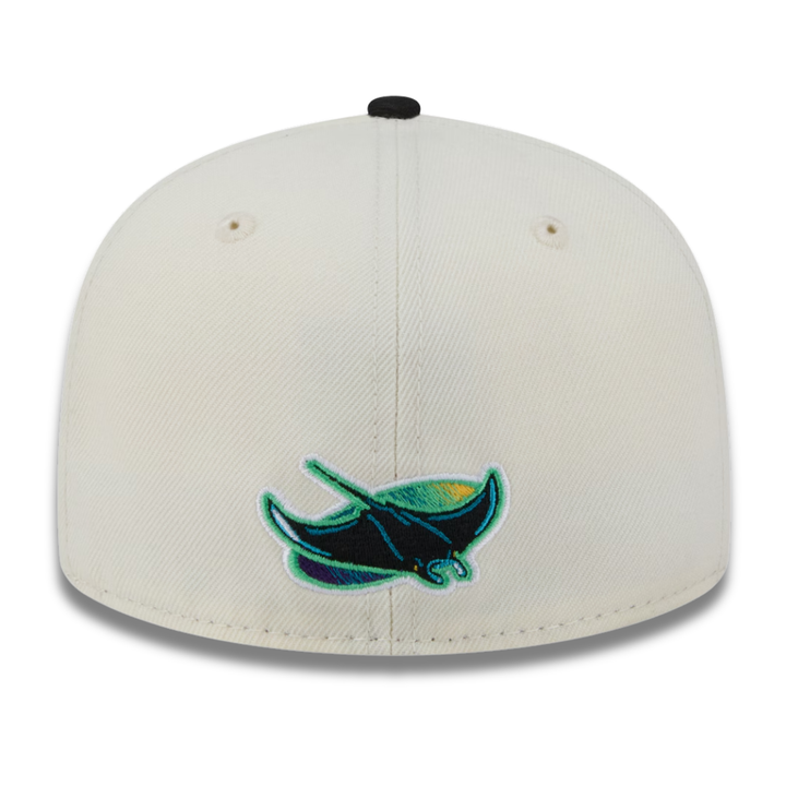 Rays New Era Cream Black Devil Rays Two-Tone Stitch 59Fifty Fitted Hat