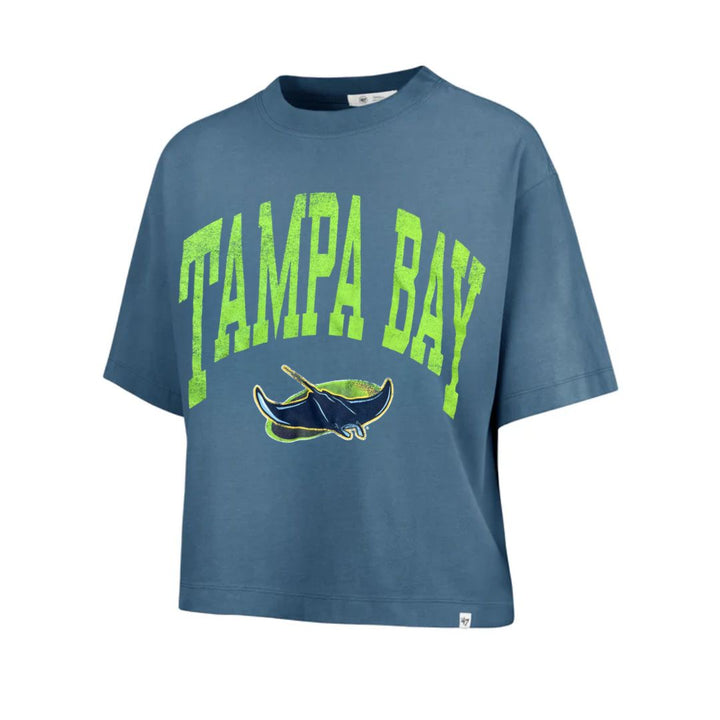 Rays Women's '47 Brand Blue Alt Cropped Shale T-Shirt