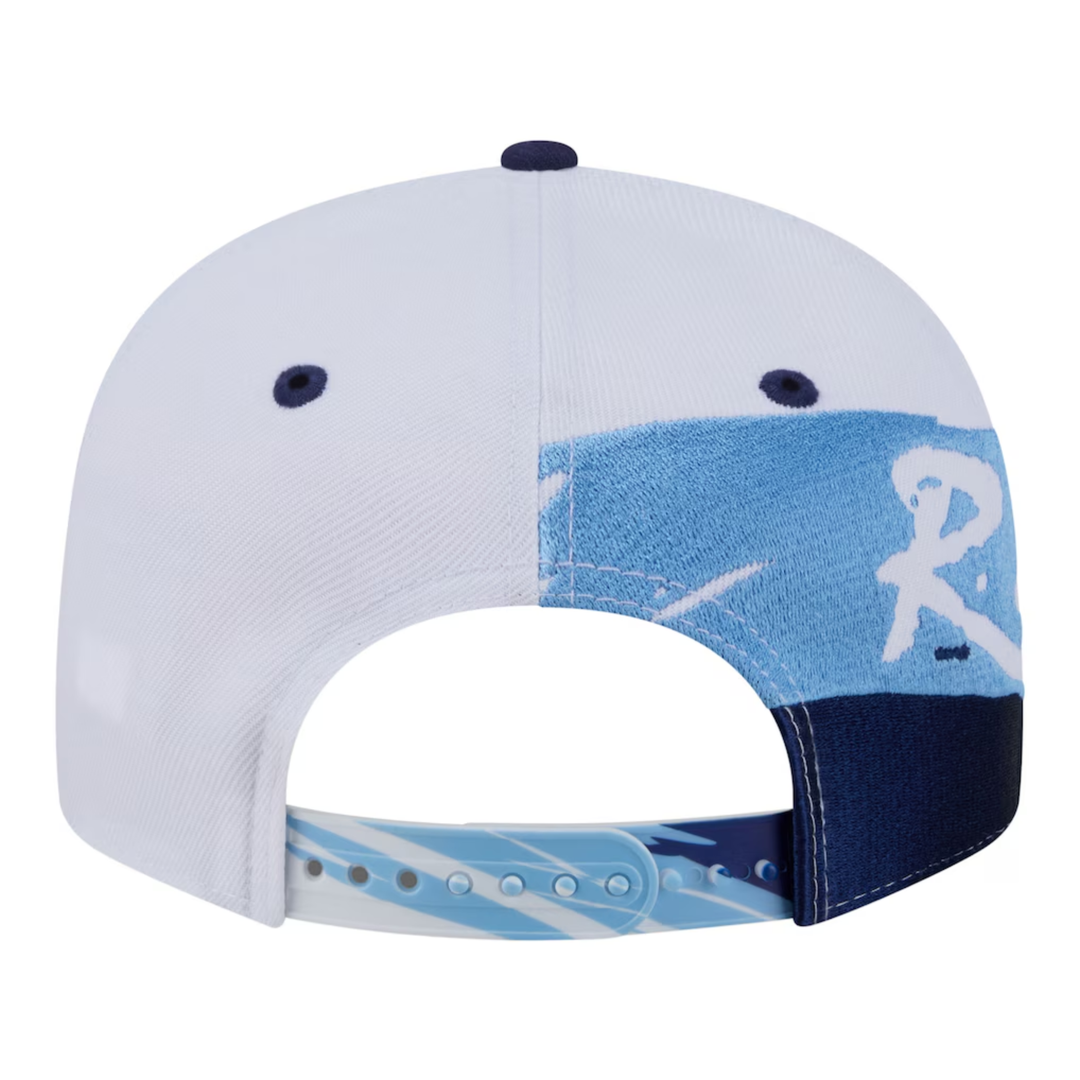 Rays New Era White Navy Swept Wave 9Fifty Adjustable Hat