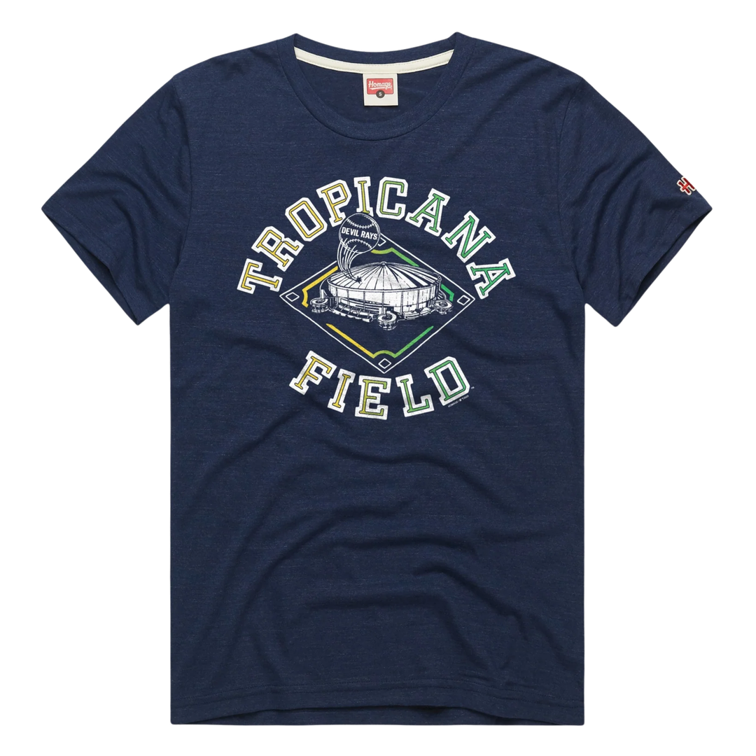 Rays Homage Navy Tropicana Field T-Shirt