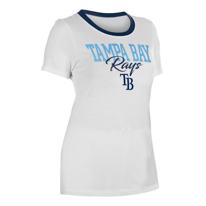Rays Women's New Era White Scoop Ringer T-Shirt