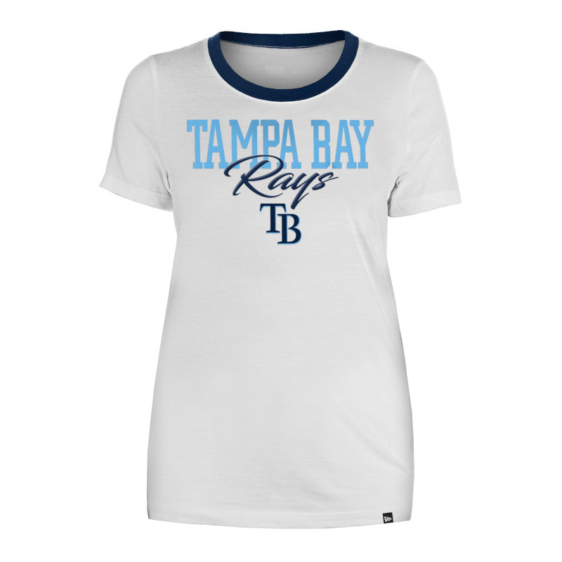 Rays Women's New Era White Scoop Ringer T-Shirt