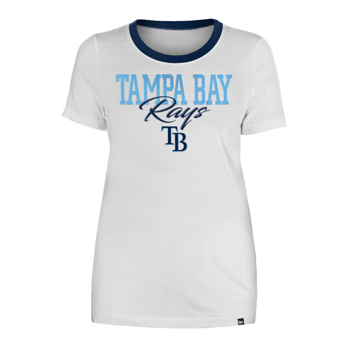 Rays Women's New Era White Scoop Ringer T-Shirt
