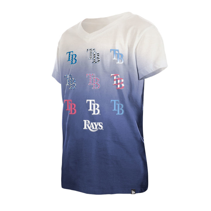 Rays Youth New Era Gradient TB Dipped Tie Dye V-Neck T-Shirt